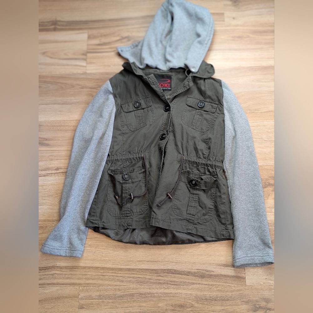 YOKI Outerwear Collection Jacket X Large Green Gray Canvas